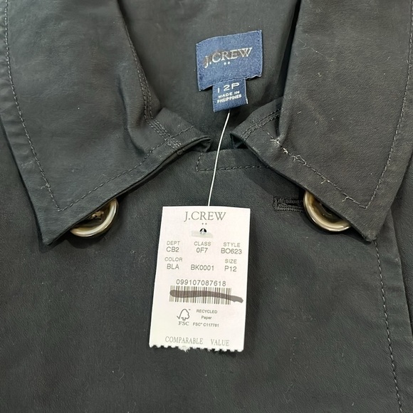 J. Crew Factory Womens Petite Trench Coat BO623 Black - Picture 8 of 8